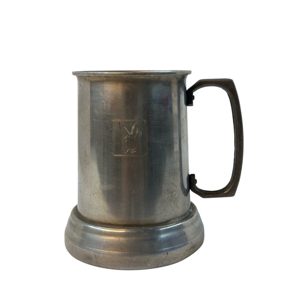 VTG 1970 Playboy Aluminum Beer Mug 4.75" Engraved Bunny Logo Collectible Tankard